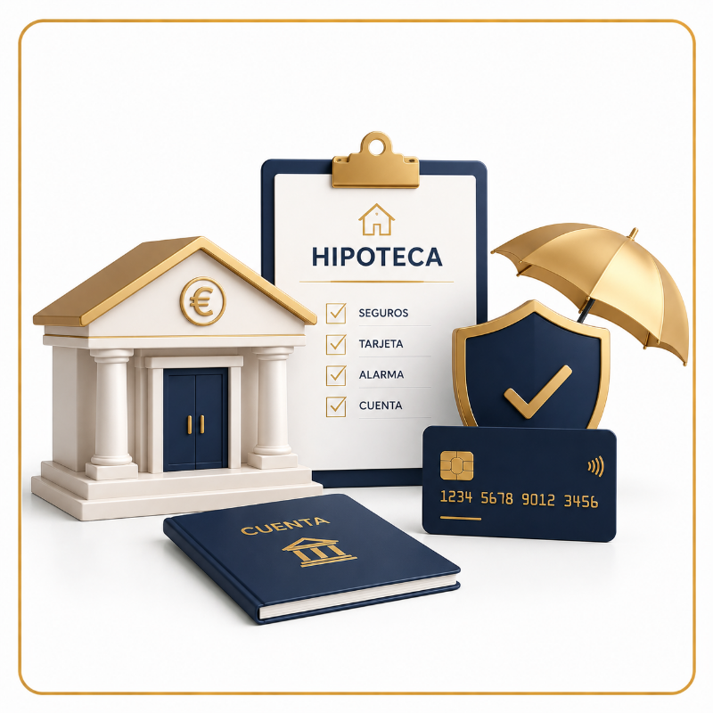 Revisión de seguros, tarjetas y productos vinculados a la hipoteca para identificar costes adicionales y valorar su impacto económico antes de la firma.