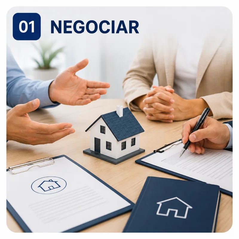 Copropietarios negociando un acuerdo sobre una vivienda en copropiedad