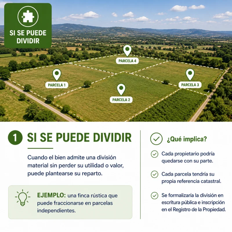 Propiedad divisible en copropiedad: división material del inmueble entre sus propietarios