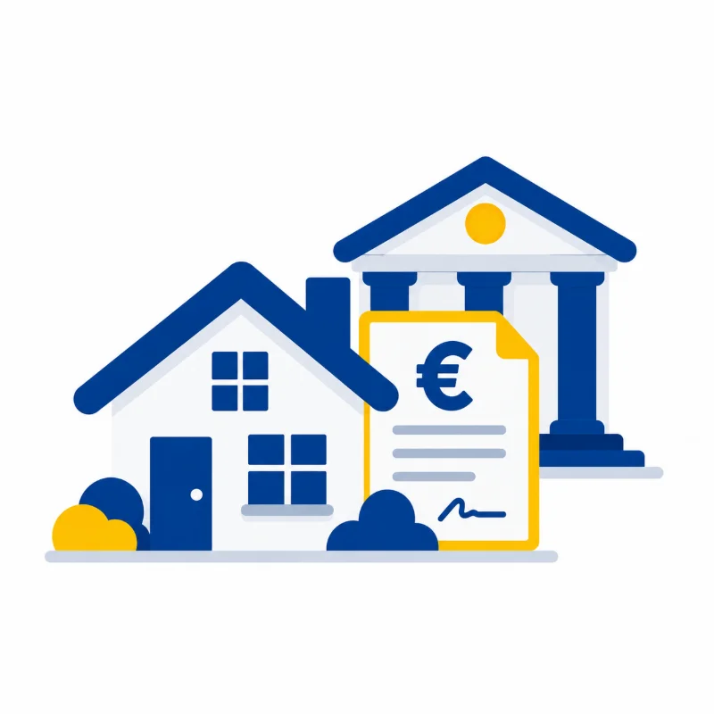 Financiación de vivienda representada con inmueble, entidad bancaria y documento de valoración