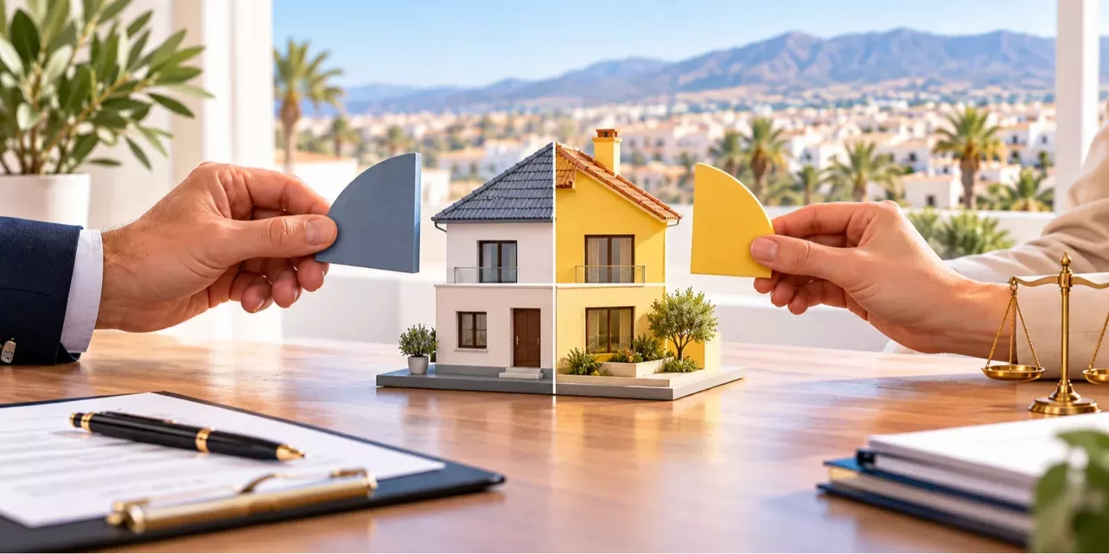 Vivienda dividida en dos partes como representación de una copropiedad y la venta de una cuota indivisa en El Ejido